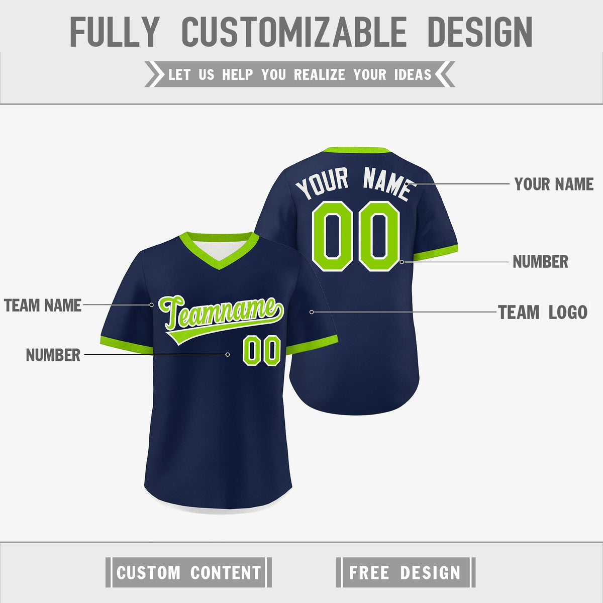Custom White Navy Neon Green Reversible Classic Style Quick Dry Baseball Jersey| KXKSHOP
