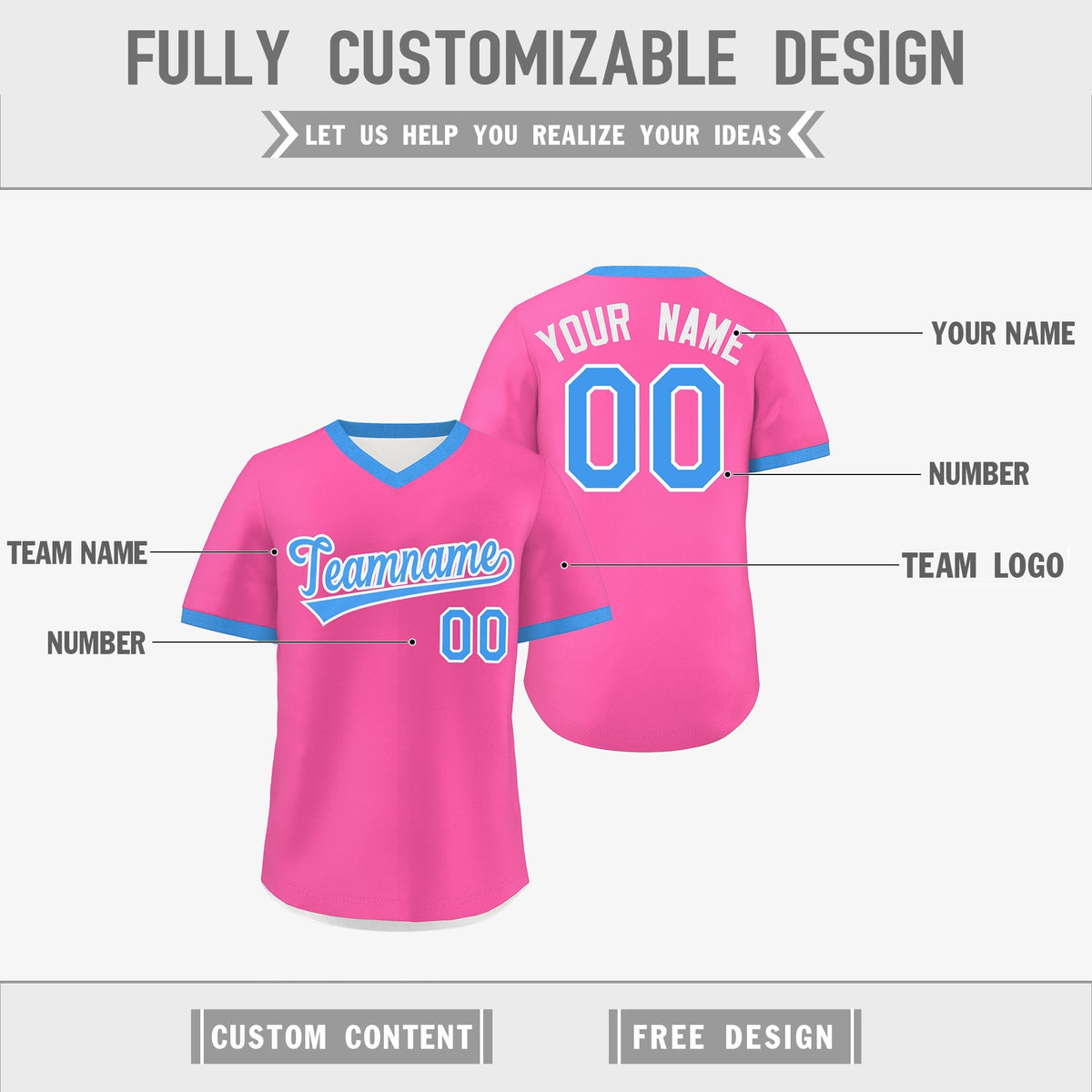 Custom White Pink Powder Blue Reversible Classic Style Quick Dry Baseball Jersey| KXKSHOP