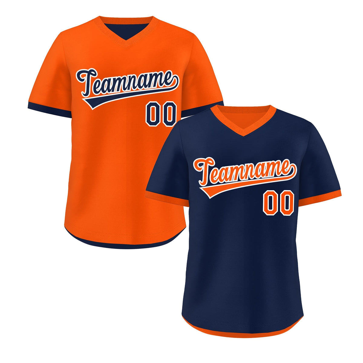Custom Navy Orange Reversible Classic Style Breathable Baseball Jersey| KXKSHOP