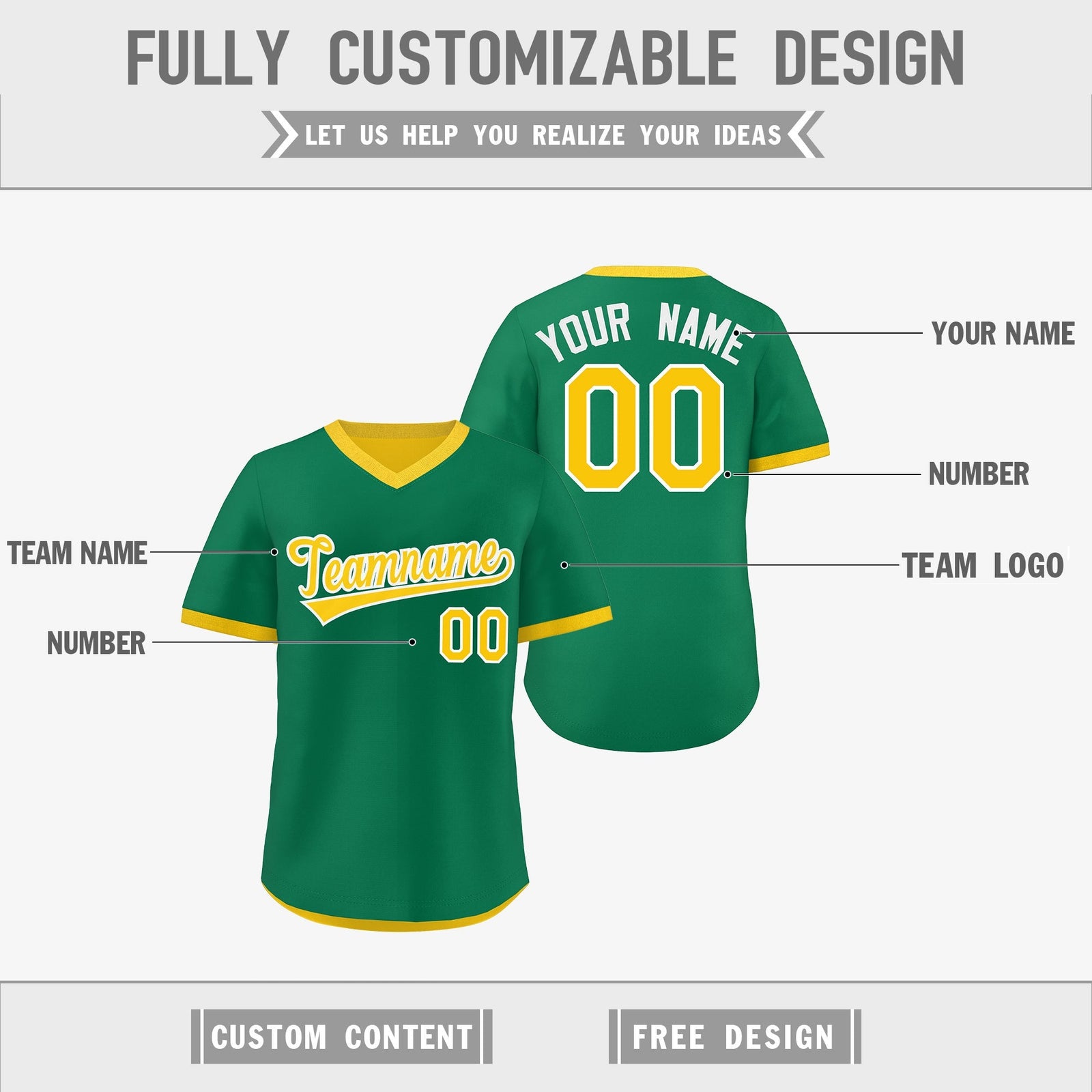 Custom Kelly Green Gold Reversible Classic Style Quick Dry Baseball Jersey| KXKSHOP