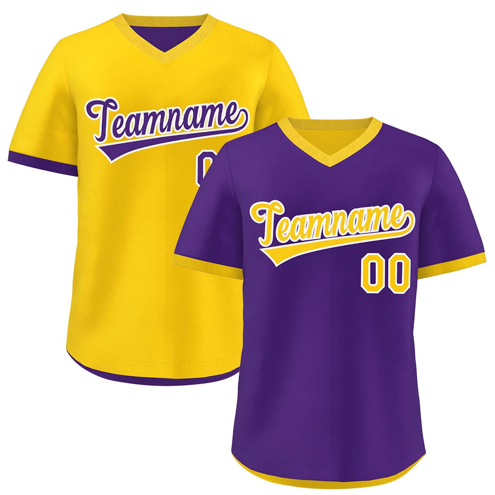Custom Purple Gold Reversible Classic Style Breathable Baseball Jersey| KXKSHOP