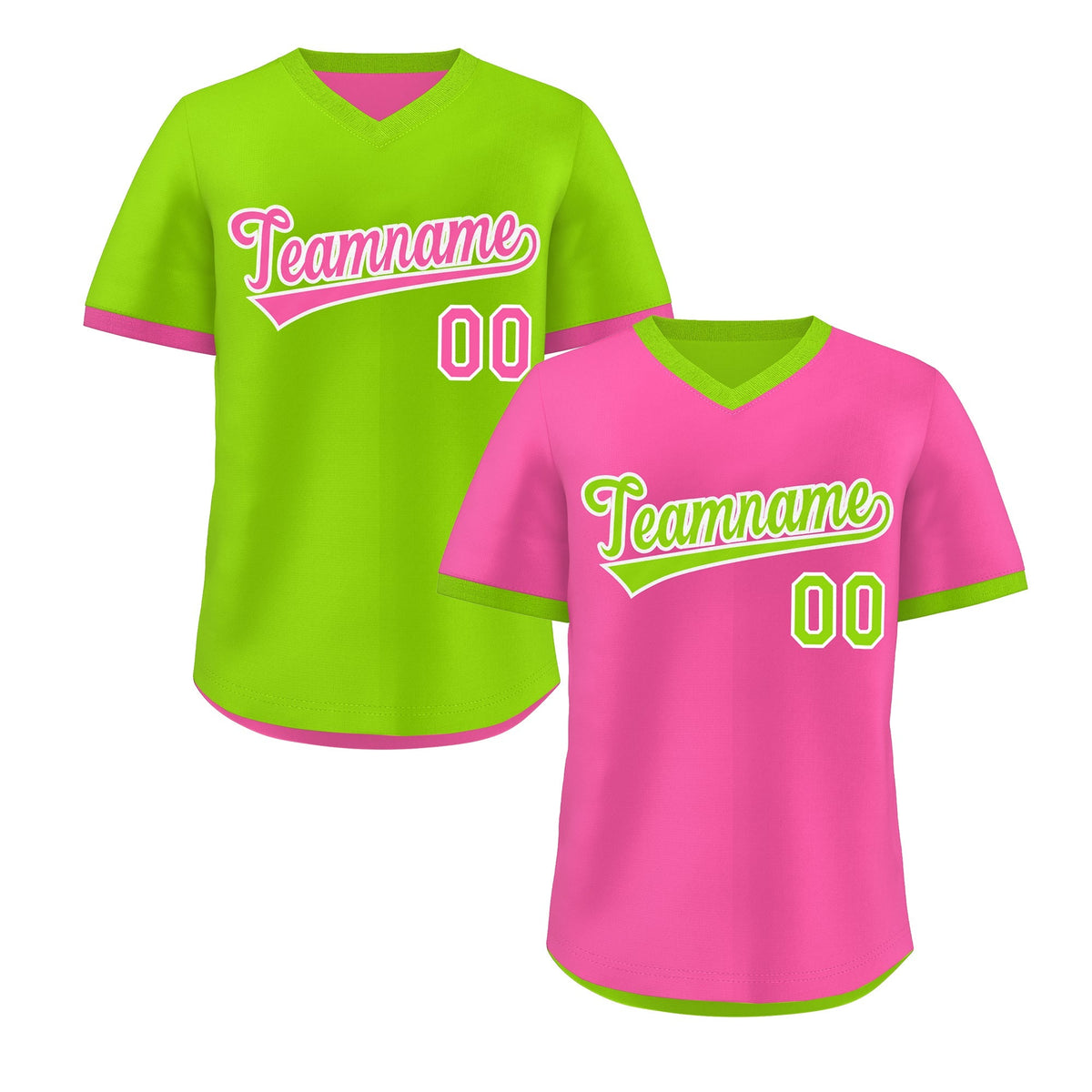 Custom Neon Green Pink Reversible Classic Style Quick Dry Baseball Jersey| KXKSHOP