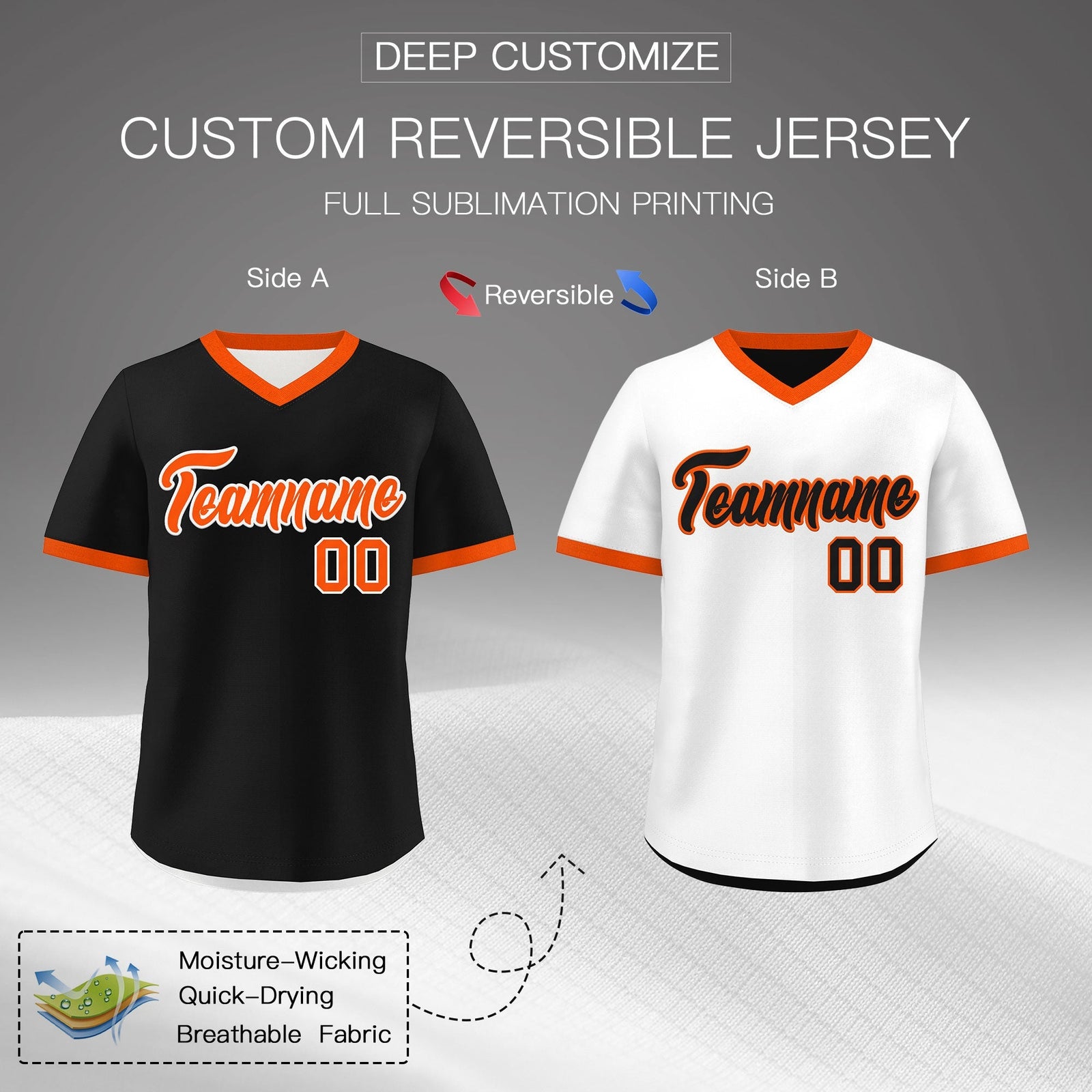 Custom Black White Reversible Classic Style Lightweight Baseball Jersey| KXKSHOP