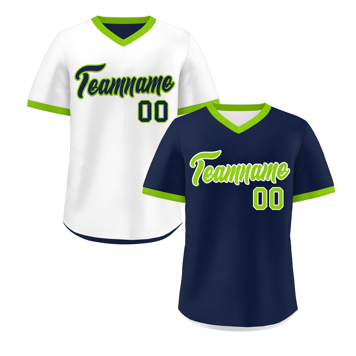 Custom White Navy Neon Green Reversible Classic Style Quick Dry Baseball Jersey| KXKSHOP