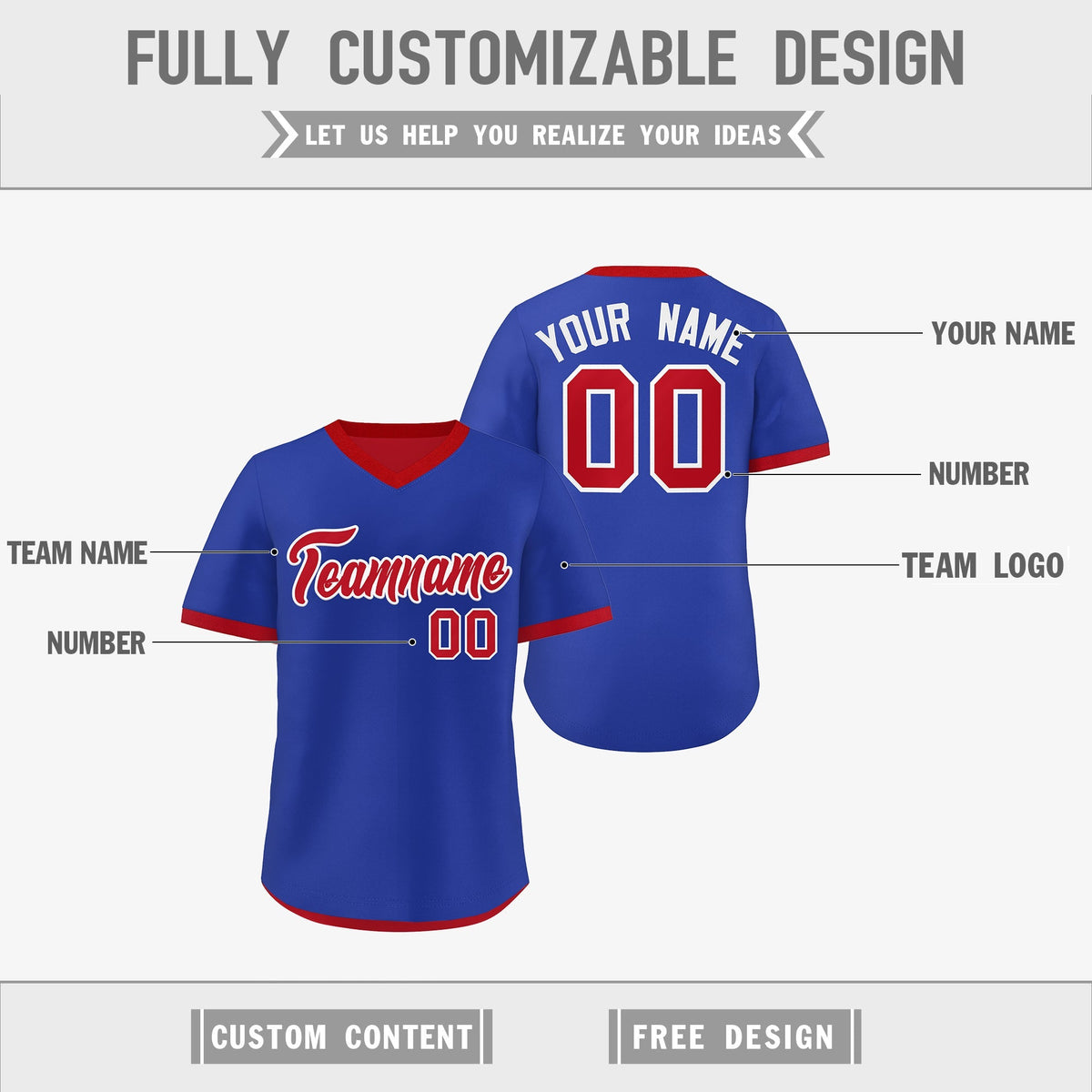 Custom Royal Blue Red Reversible Classic Style Quick Dry Baseball Jersey| KXKSHOP