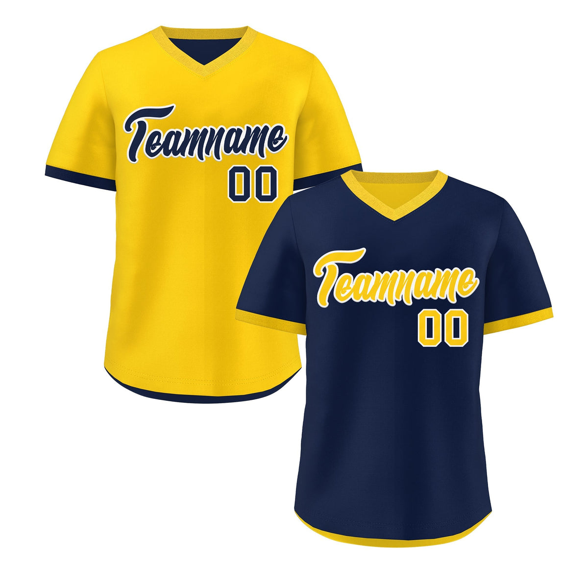 Custom Navy Gold White Reversible Classic Style Lightweight Baseball Jersey| KXKSHOP
