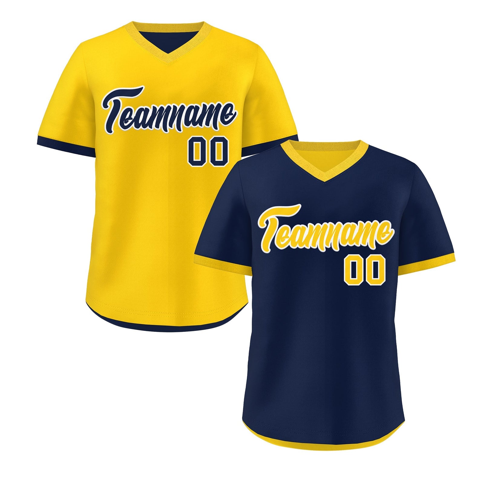 Custom Navy Gold White Reversible Classic Style Lightweight Baseball Jersey| KXKSHOP