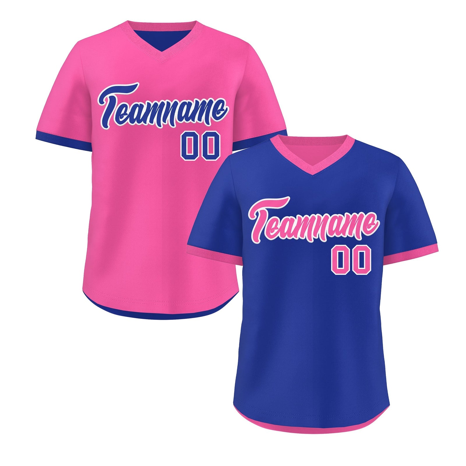 Custom Pink Royal Blue Reversible Classic Style Quick Dry Baseball Jersey| KXKSHOP