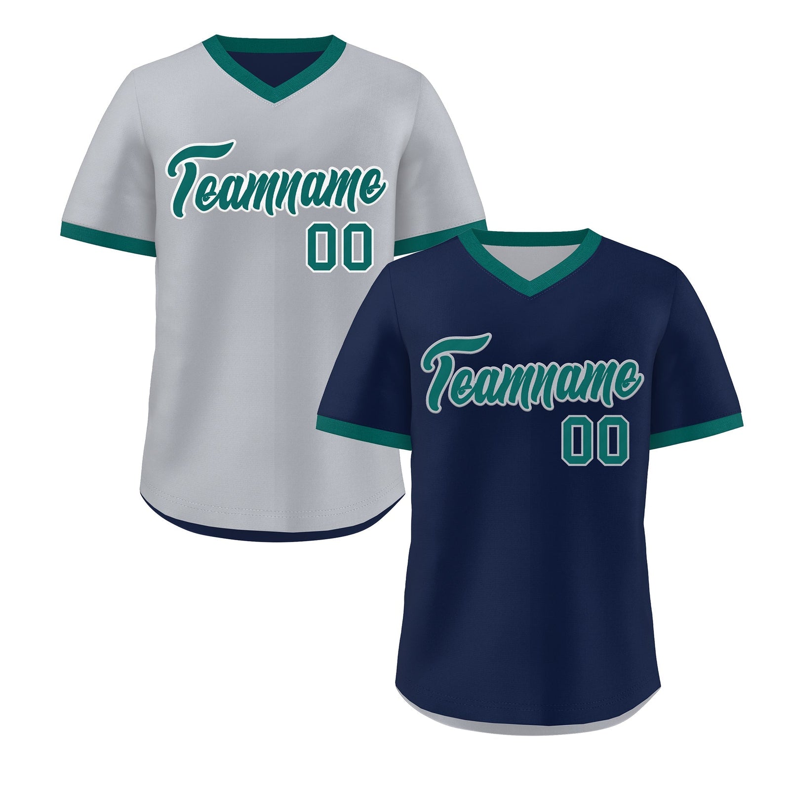 Custom Teal Silver Reversible Classic Style Quick Dry Baseball Jersey| KXKSHOP