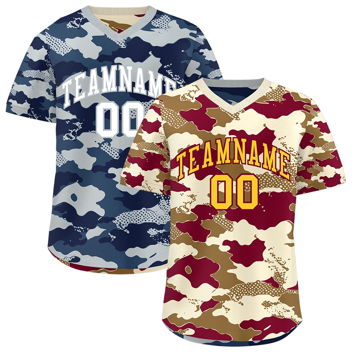 Custom Camel Cream Navy Reversible Camo Breathable Baseball Jersey| KXKSHOP