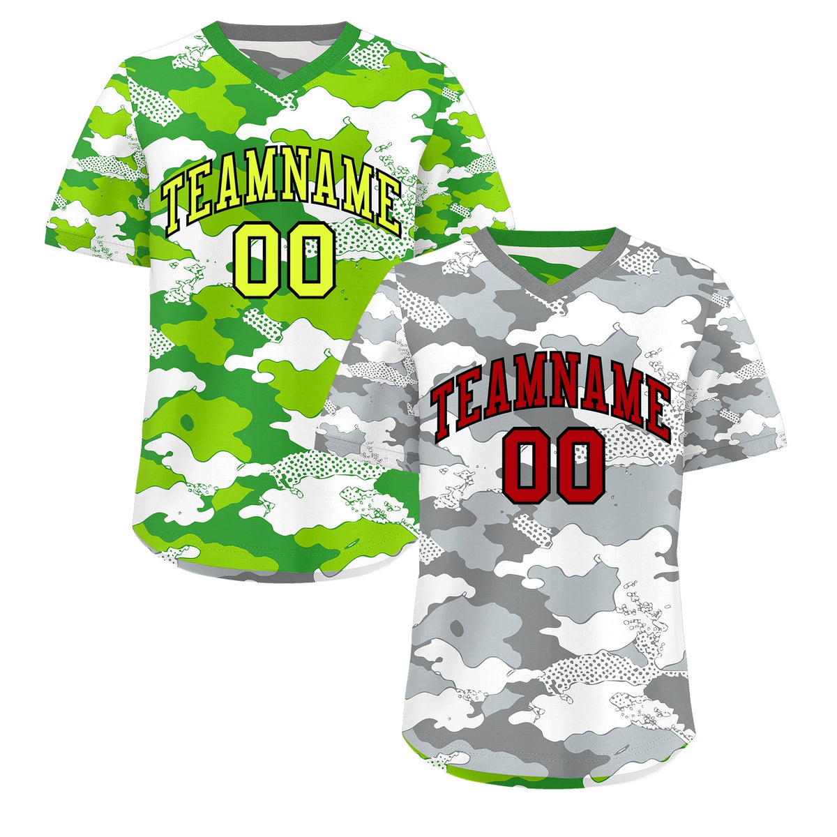 Custom Silver Light Green Reversible Camo Lightweight Baseball Jersey| KXKSHOP