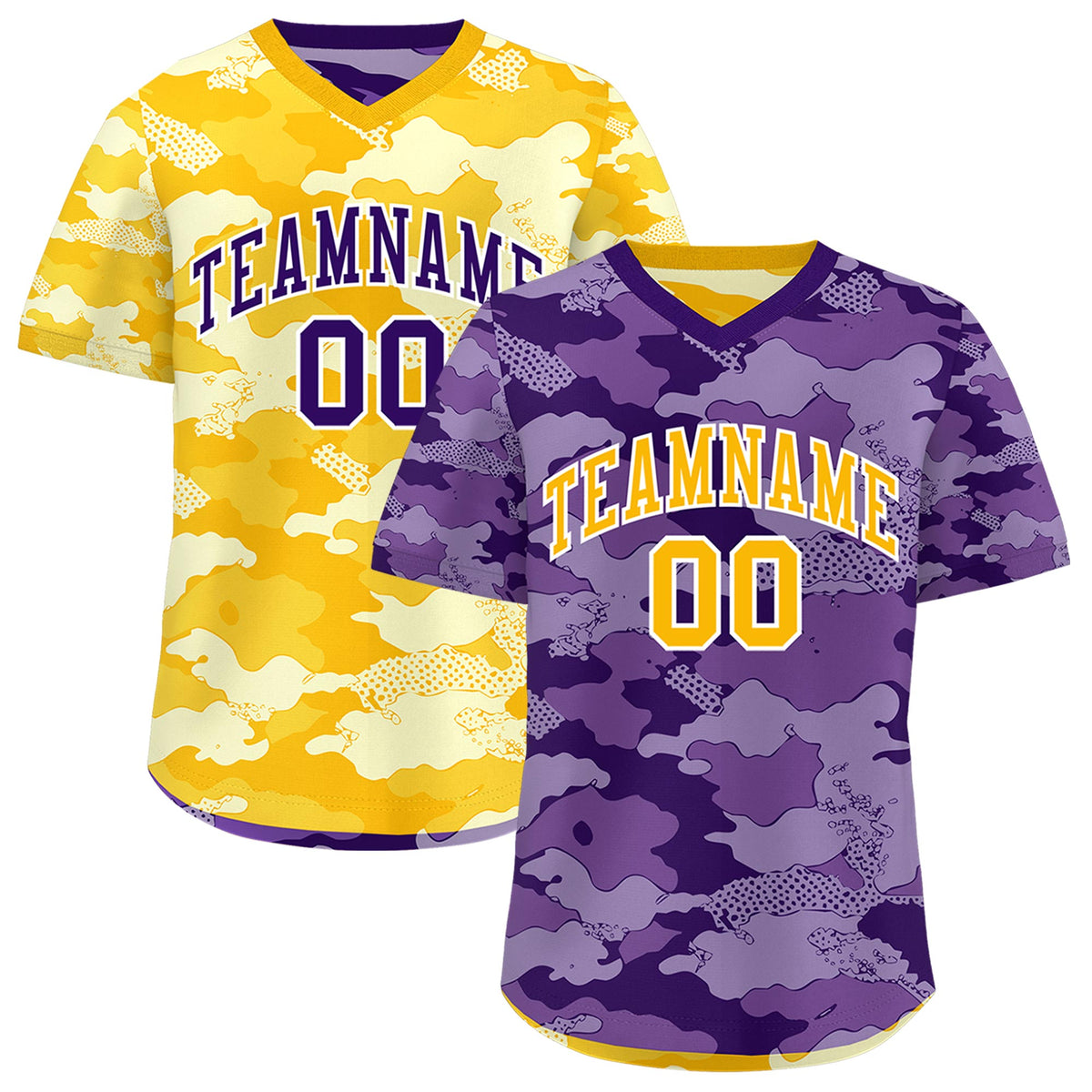 Custom Light Purple Yellow Cream Reversible Camo Lightweight Baseball Jersey| KXKSHOP