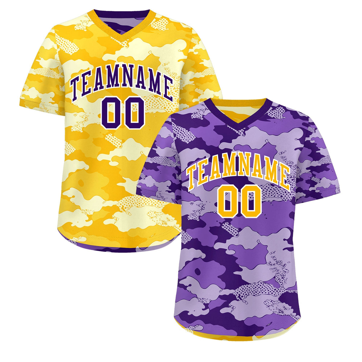 Custom Light Purple Yellow Cream Reversible Camo Lightweight Baseball Jersey| KXKSHOP