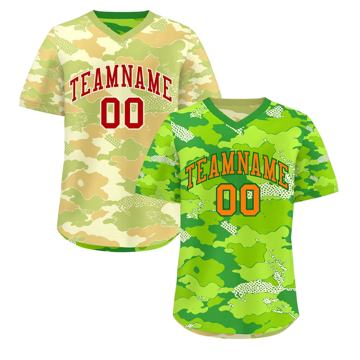 Custom Neon Green Cream Khaki Reversible Camo Breathable Baseball Jersey| KXKSHOP
