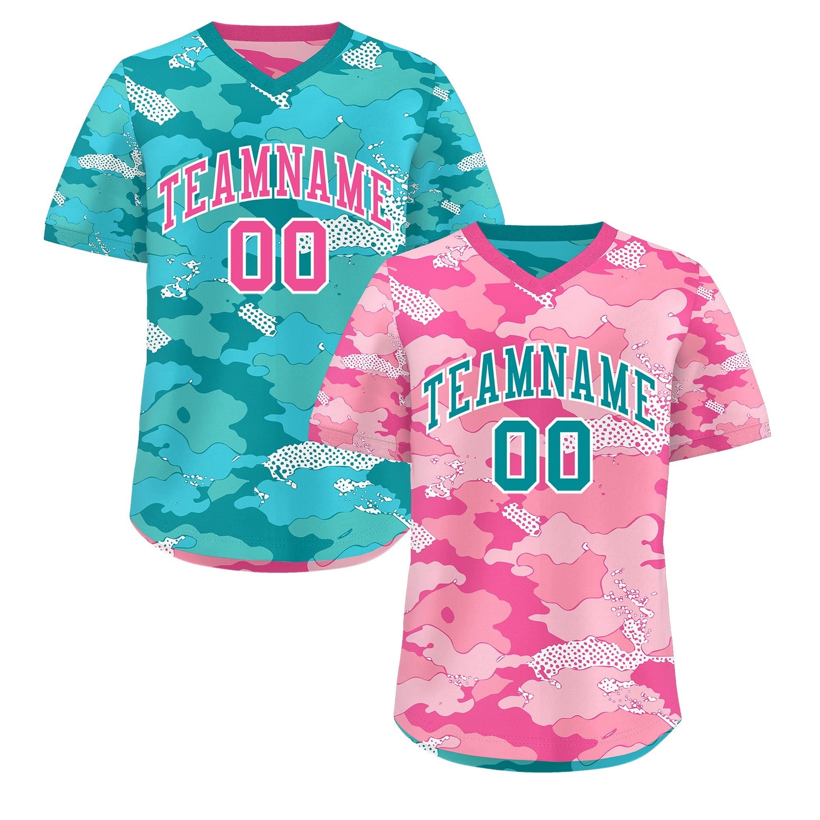 Custom Light Pink Pink White Reversible Camo Lightweight Baseball Jersey| KXKSHOP