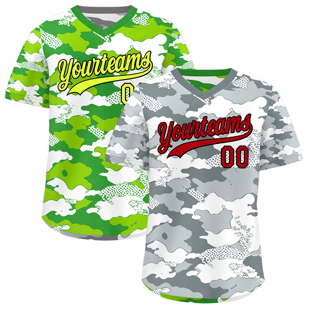 Custom Silver Light Green Reversible Camo Lightweight Baseball Jersey| KXKSHOP