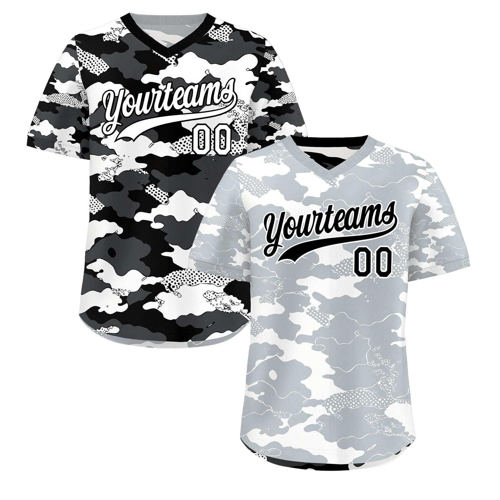 Custom White Black Reversible Camo Breathable Baseball Jersey| KXKSHOP