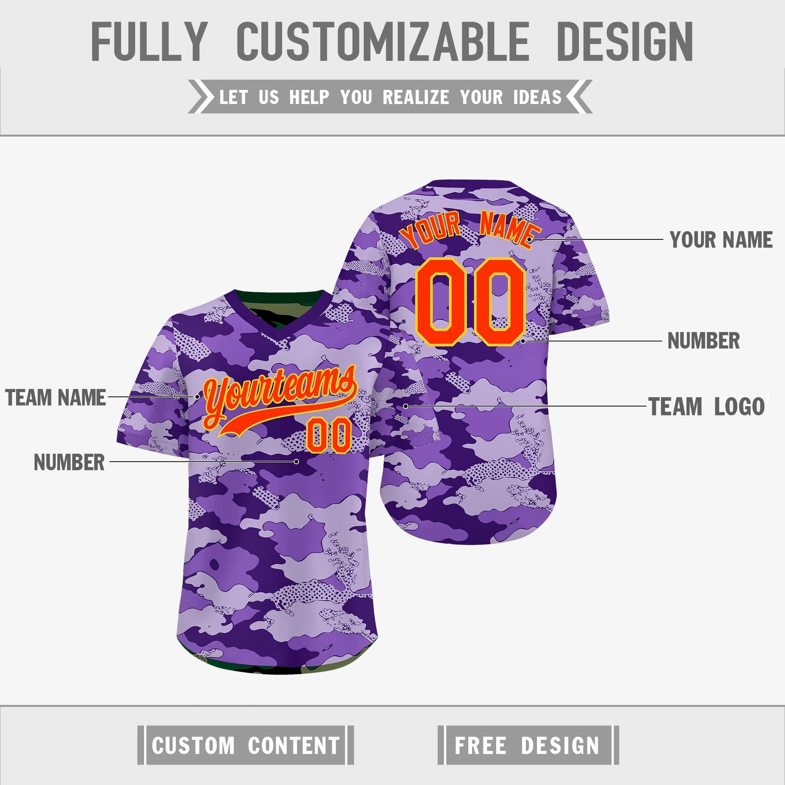 Custom Light Purple Dark Green Reversible Camo Lightweight Baseball Jersey| KXKSHOP