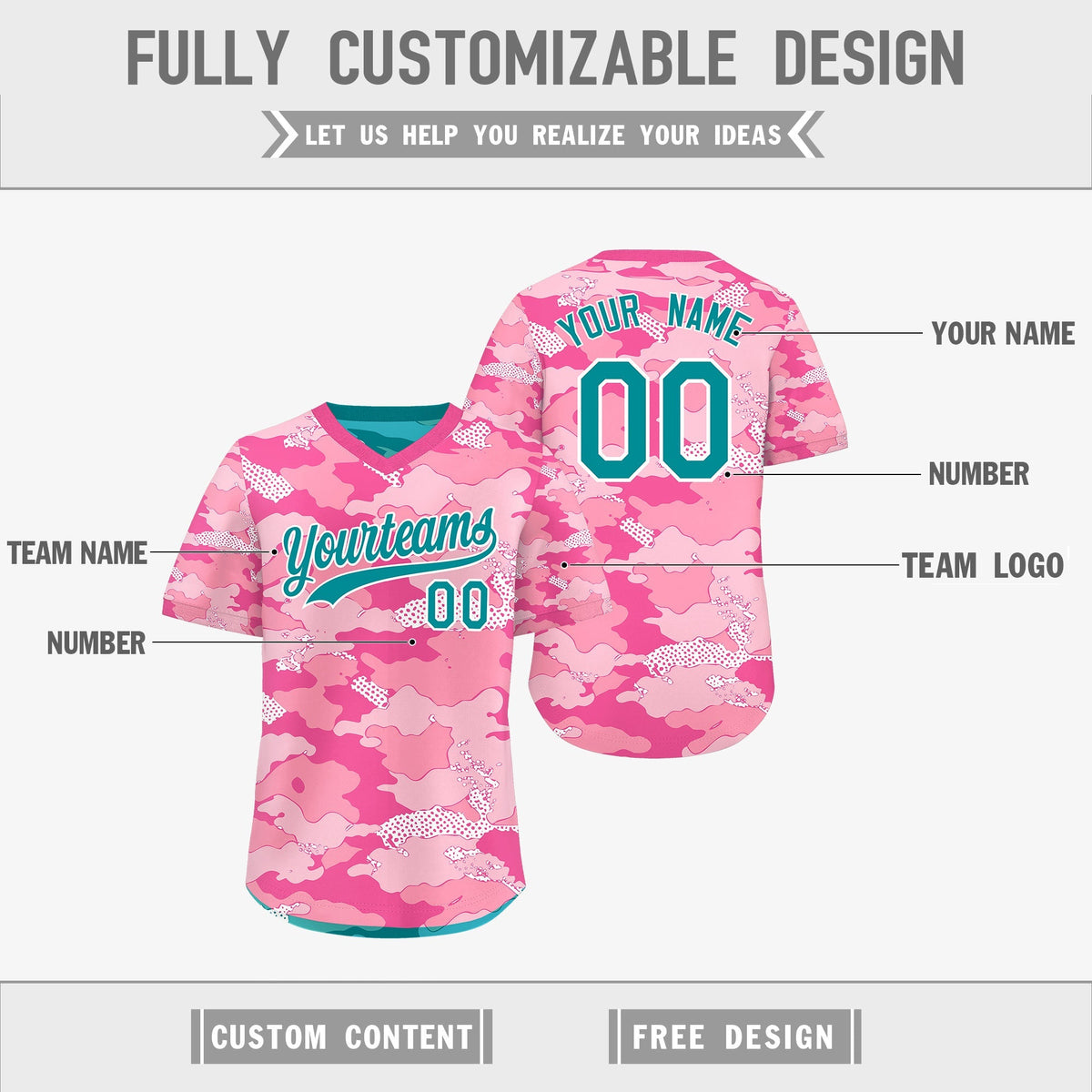 Custom Light Pink Pink White Reversible Camo Lightweight Baseball Jersey| KXKSHOP
