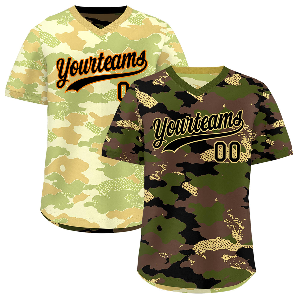 Custom Olive Light Brown Khaki Reversible Camo Lightweight Baseball Jersey| KXKSHOP