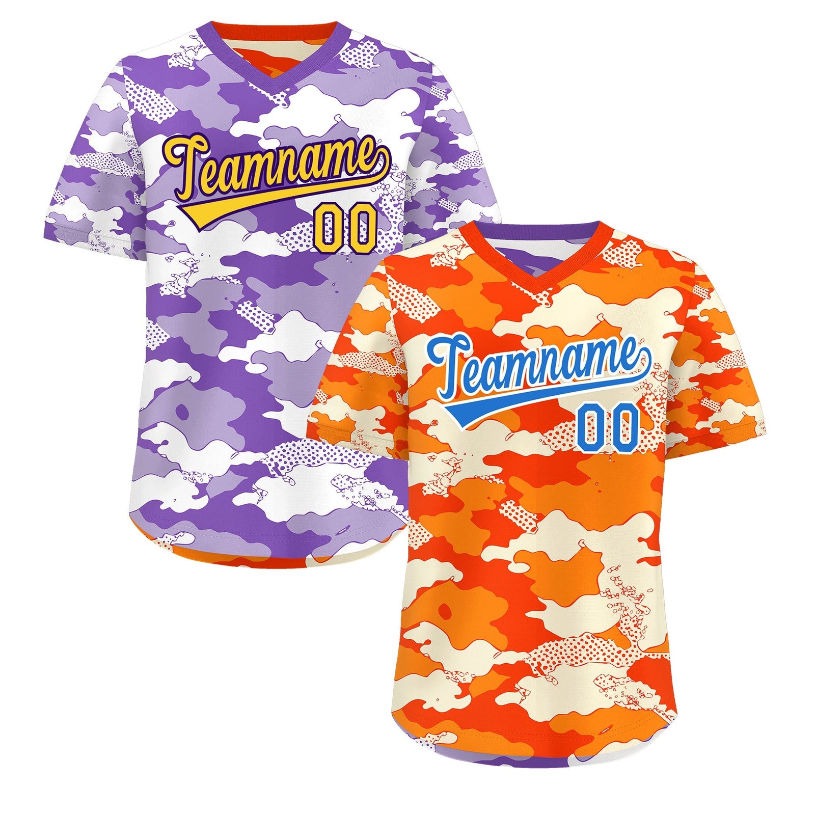 Custom Orange Purple Reversible Camo Breathable Baseball Jersey| KXKSHOP