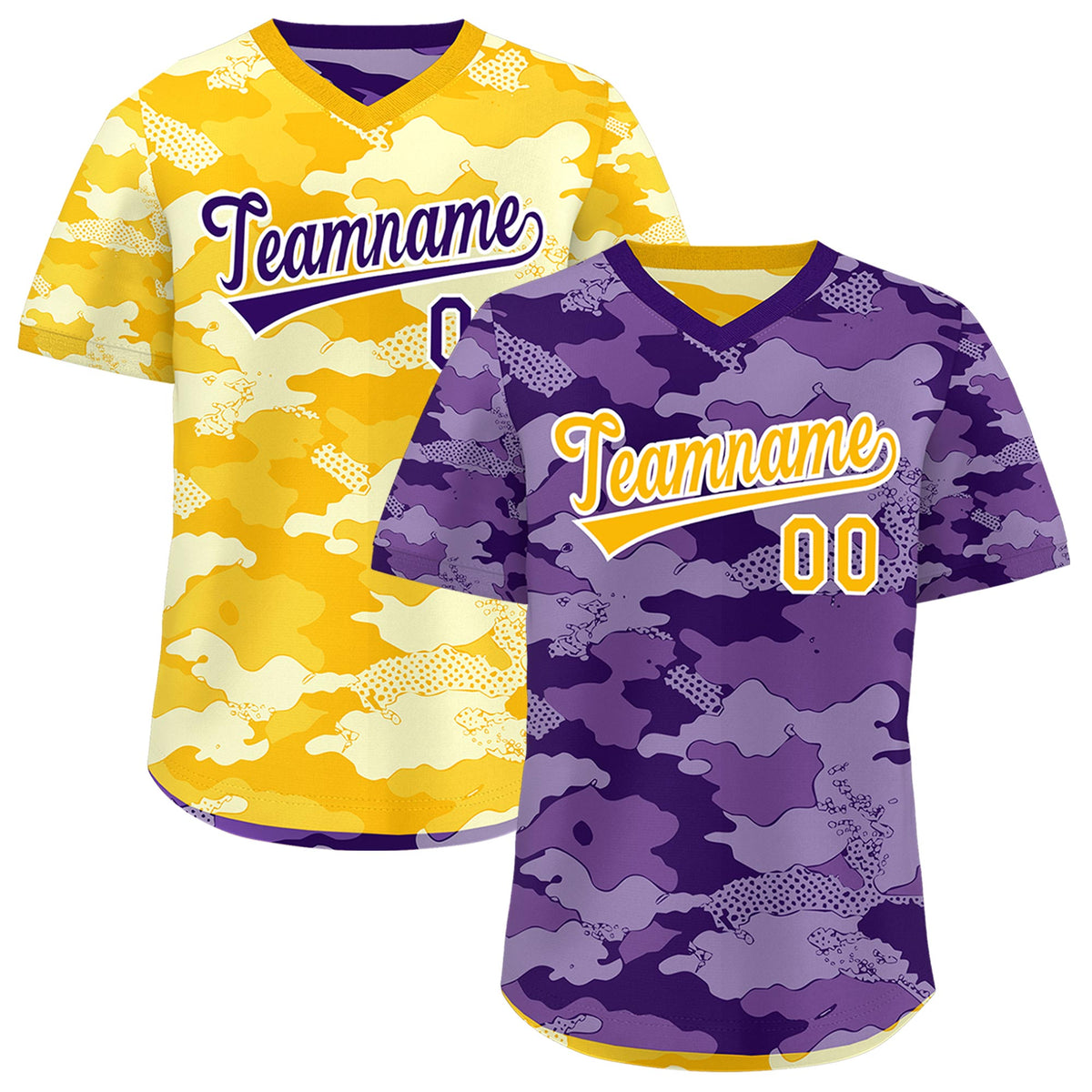 Custom Light Purple Yellow Cream Reversible Camo Lightweight Baseball Jersey| KXKSHOP
