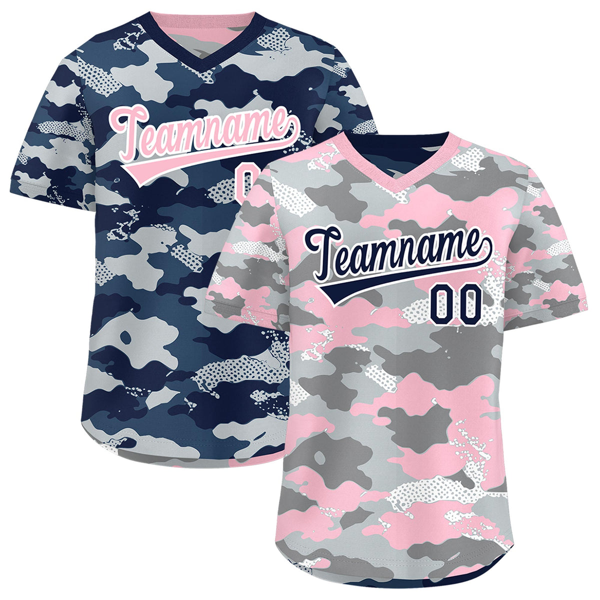 Custom Silver Gray Light Pink Reversible Camo Lightweight Baseball Jersey| KXKSHOP