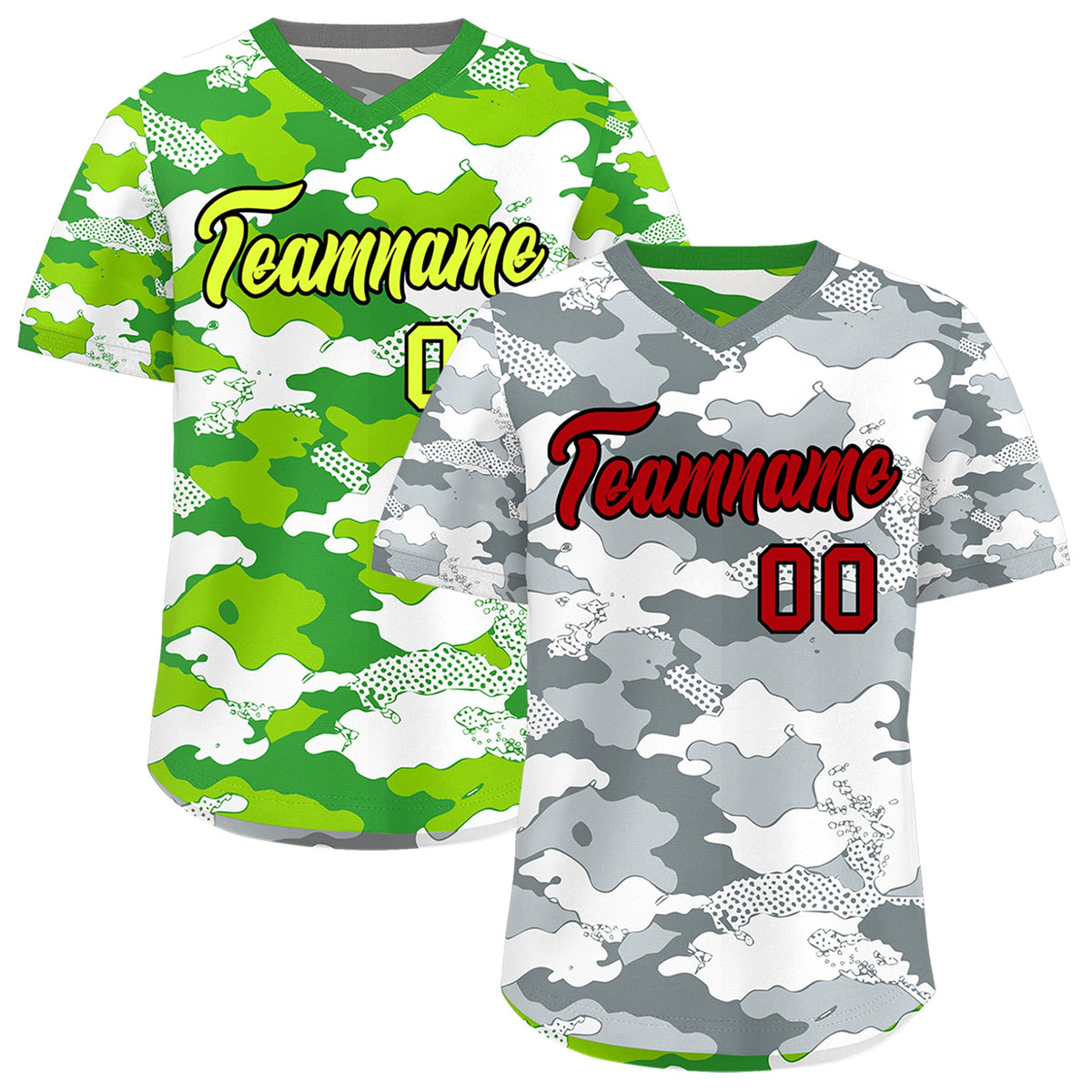 Custom Silver Light Green Reversible Camo Lightweight Baseball Jersey| KXKSHOP