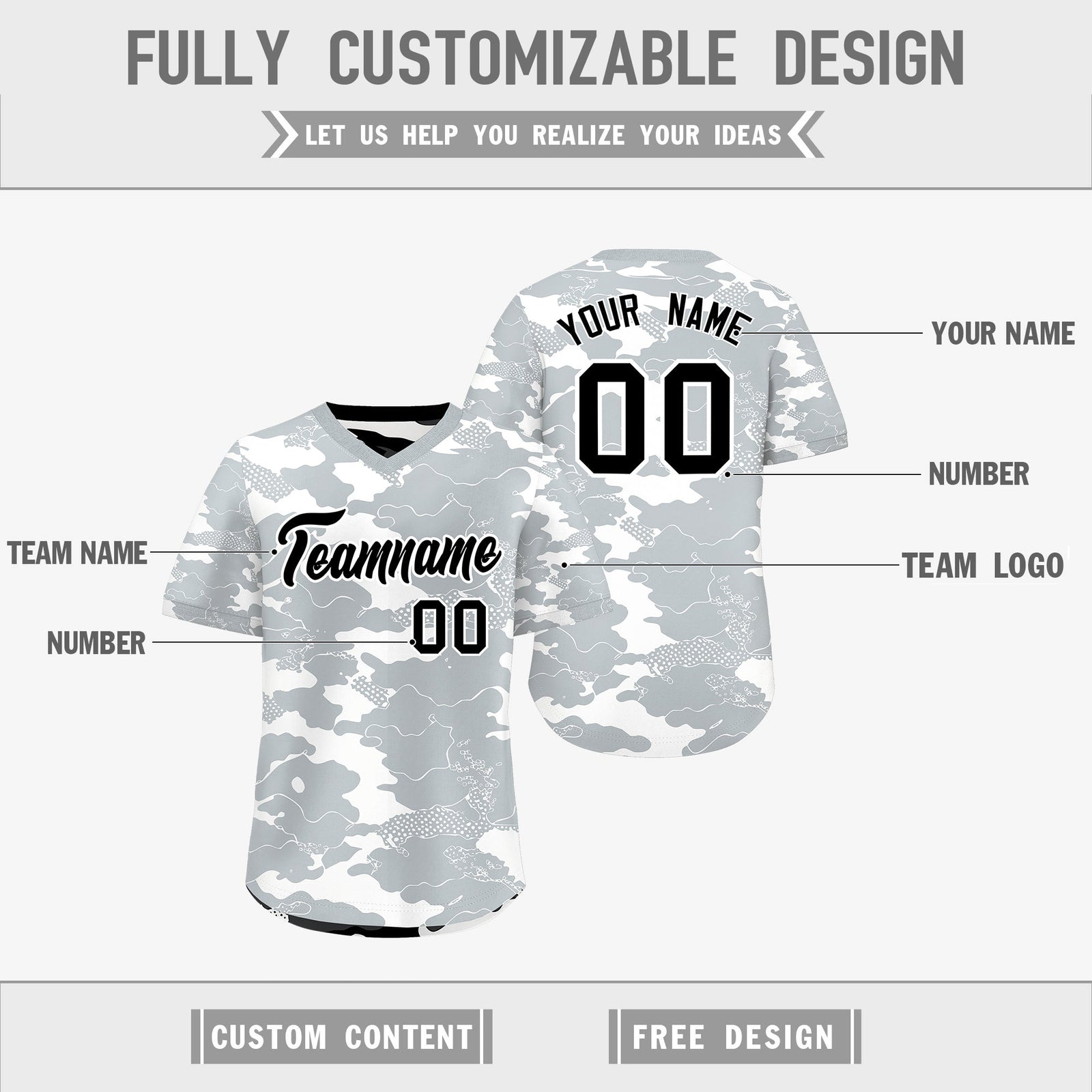 Custom White Black Reversible Camo Breathable Baseball Jersey| KXKSHOP