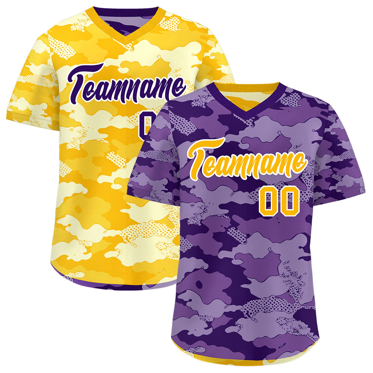 Custom Light Purple Yellow Cream Reversible Camo Lightweight Baseball Jersey| KXKSHOP