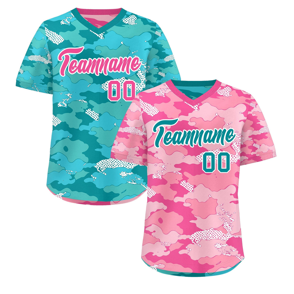 Custom Light Pink Pink White Reversible Camo Lightweight Baseball Jersey| KXKSHOP