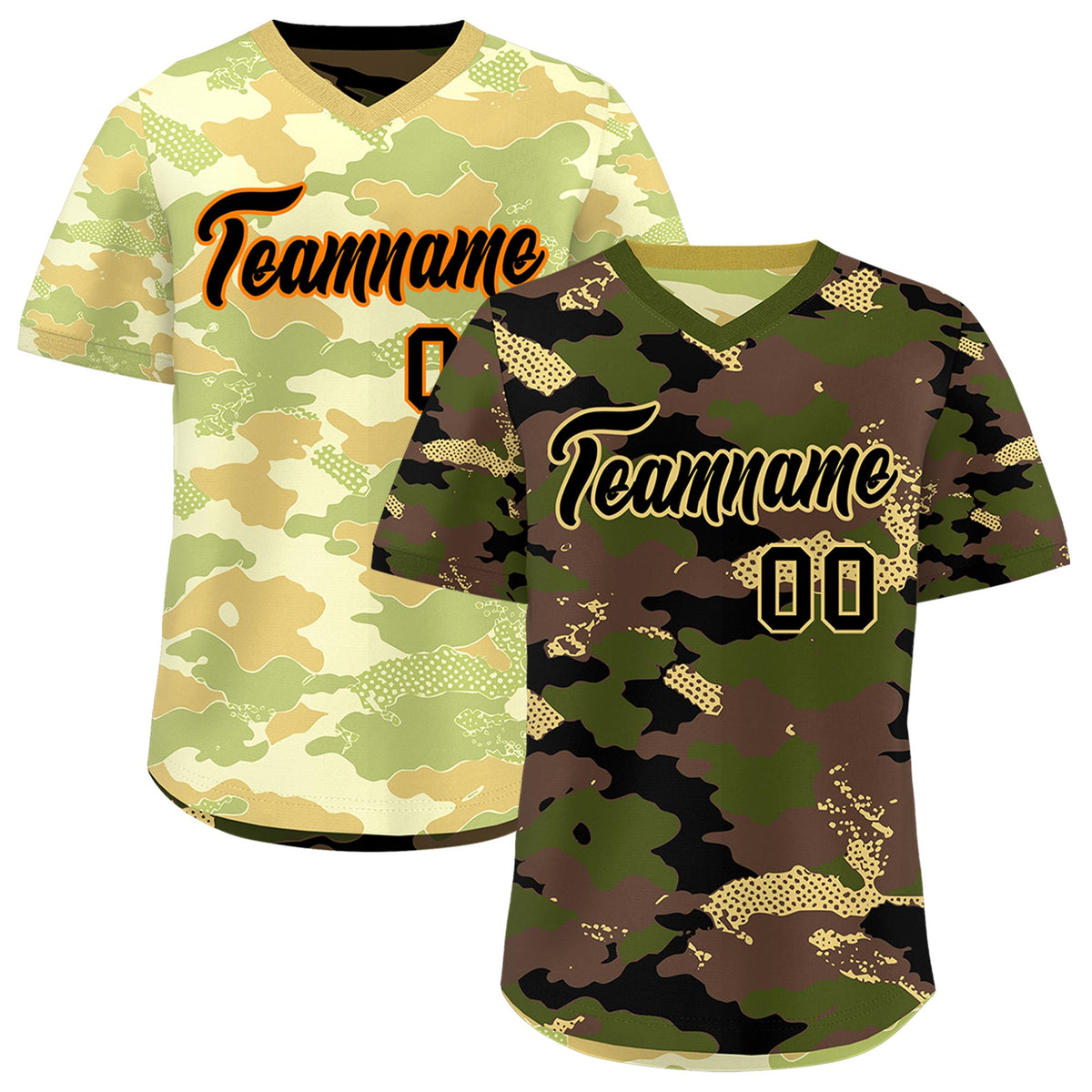 Custom Olive Light Brown Khaki Reversible Camo Lightweight Baseball Jersey| KXKSHOP