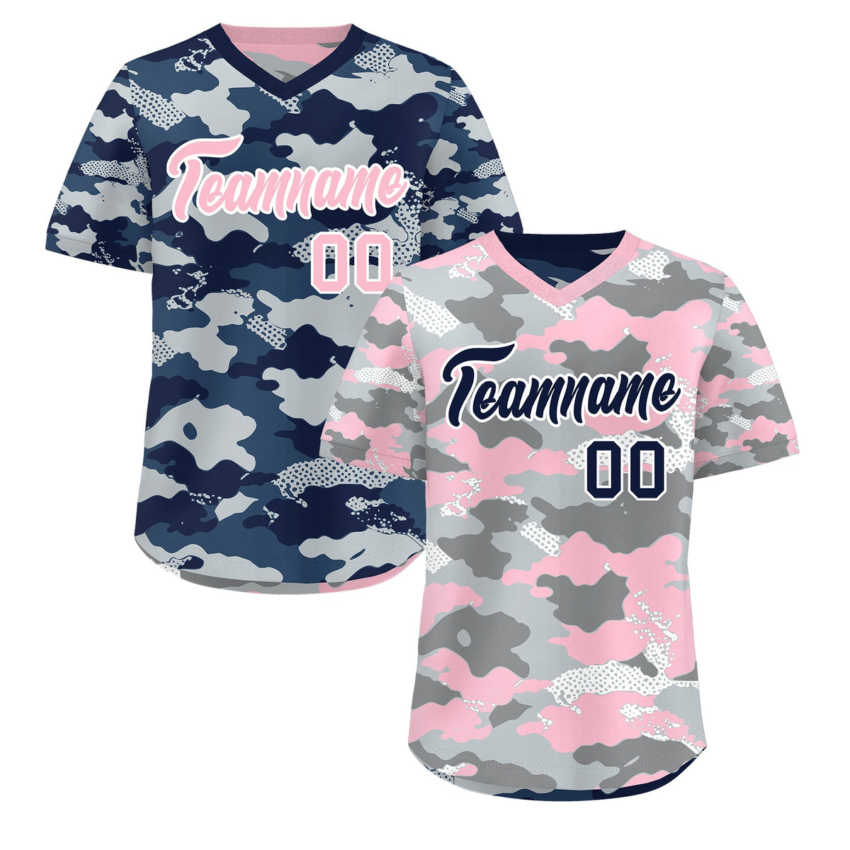 Custom Silver Gray Light Pink Reversible Camo Lightweight Baseball Jersey| KXKSHOP
