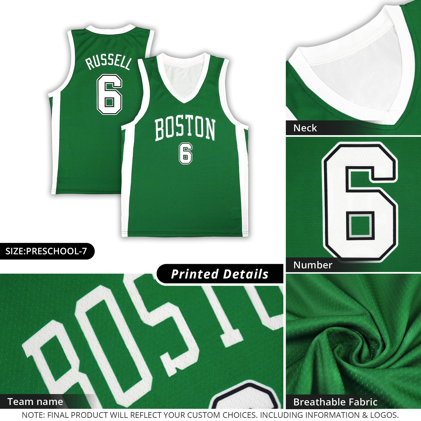 Custom Green White Classic Tops Mesh Sport Basketball Jersey