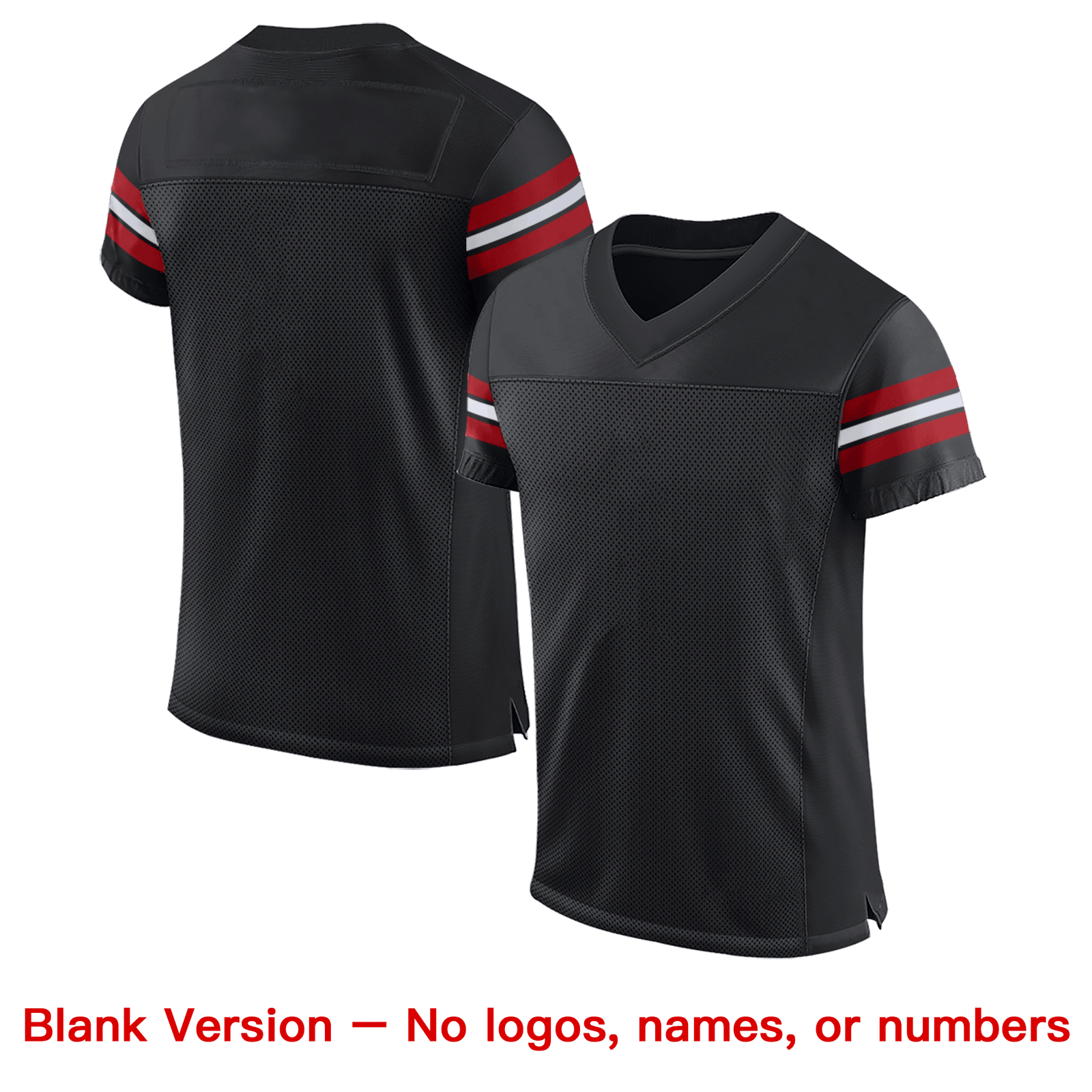 Custom Black Red-White Classic Style Mesh Authentic Football Jersey