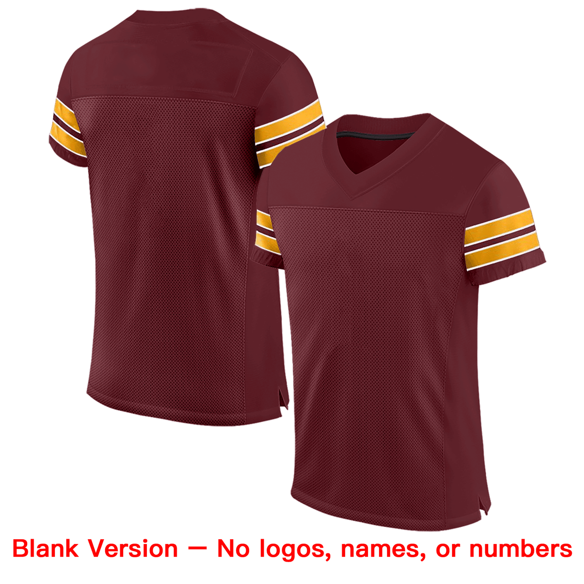 Custom Burgundy White-Gold Classic Style Mesh Authentic Football Jersey