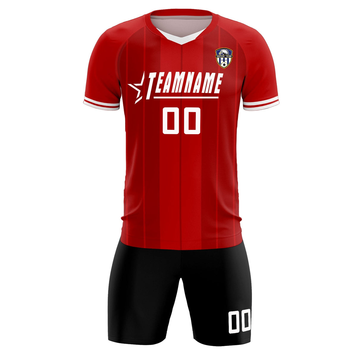 Custom Red Classic Striped Personalized Soccer Tops/Sets Jersey