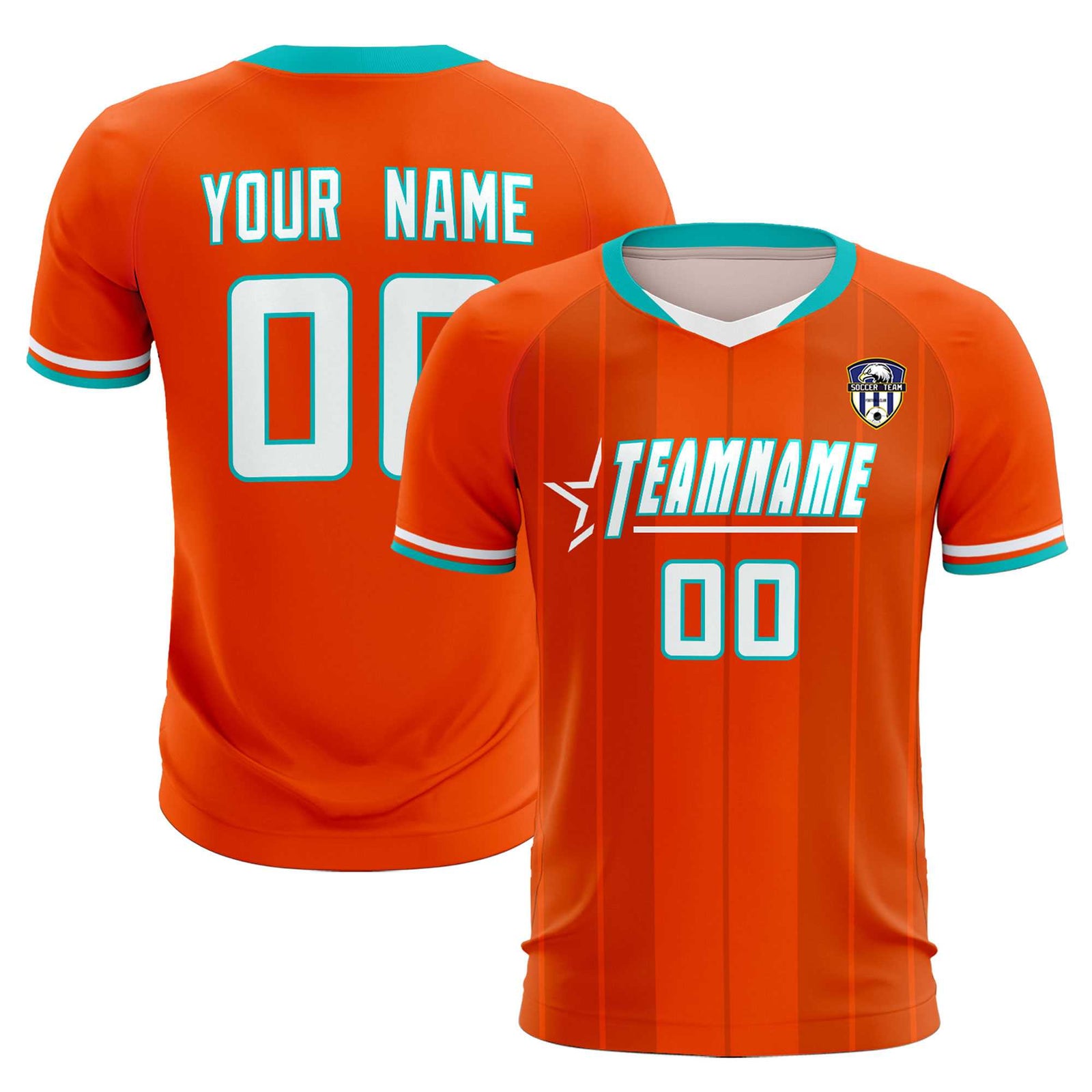 Custom Orange Classic Striped Personalized Soccer Tops/Sets Jersey