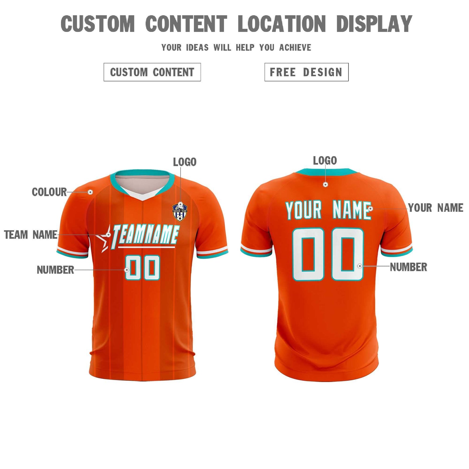 Custom Orange Classic Striped Personalized Soccer Tops/Sets Jersey