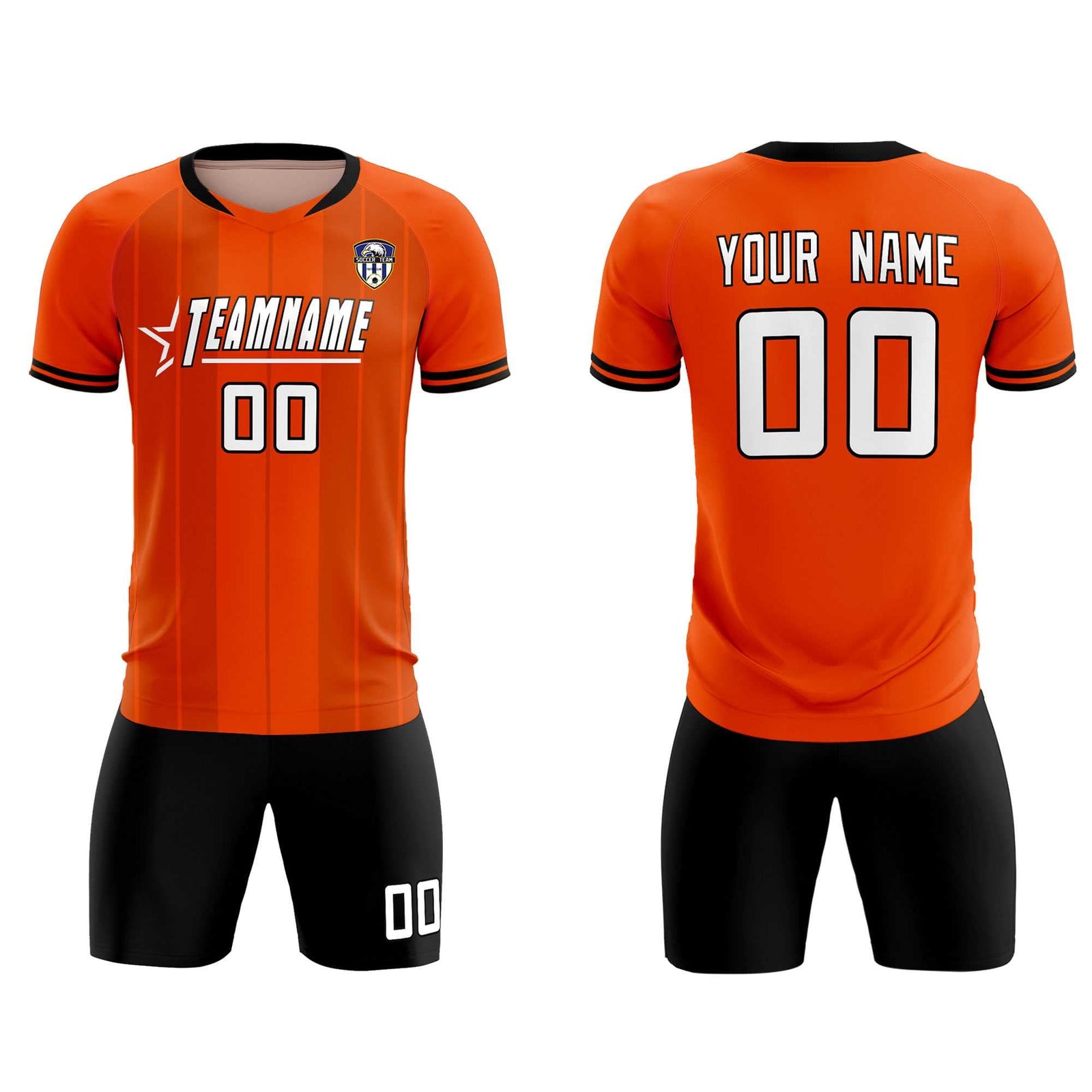 Custom Orange Classic Striped Personalized Soccer Tops/Sets Jersey