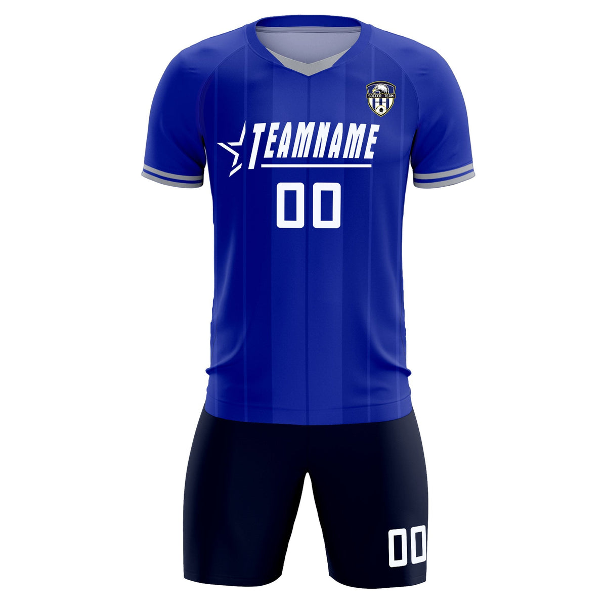 Custom Royal Classic Striped Personalized Soccer Tops/Sets Jersey