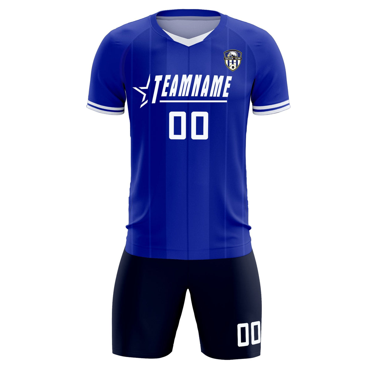 Custom Royal Classic Striped Personalized Soccer Tops/Sets Jersey
