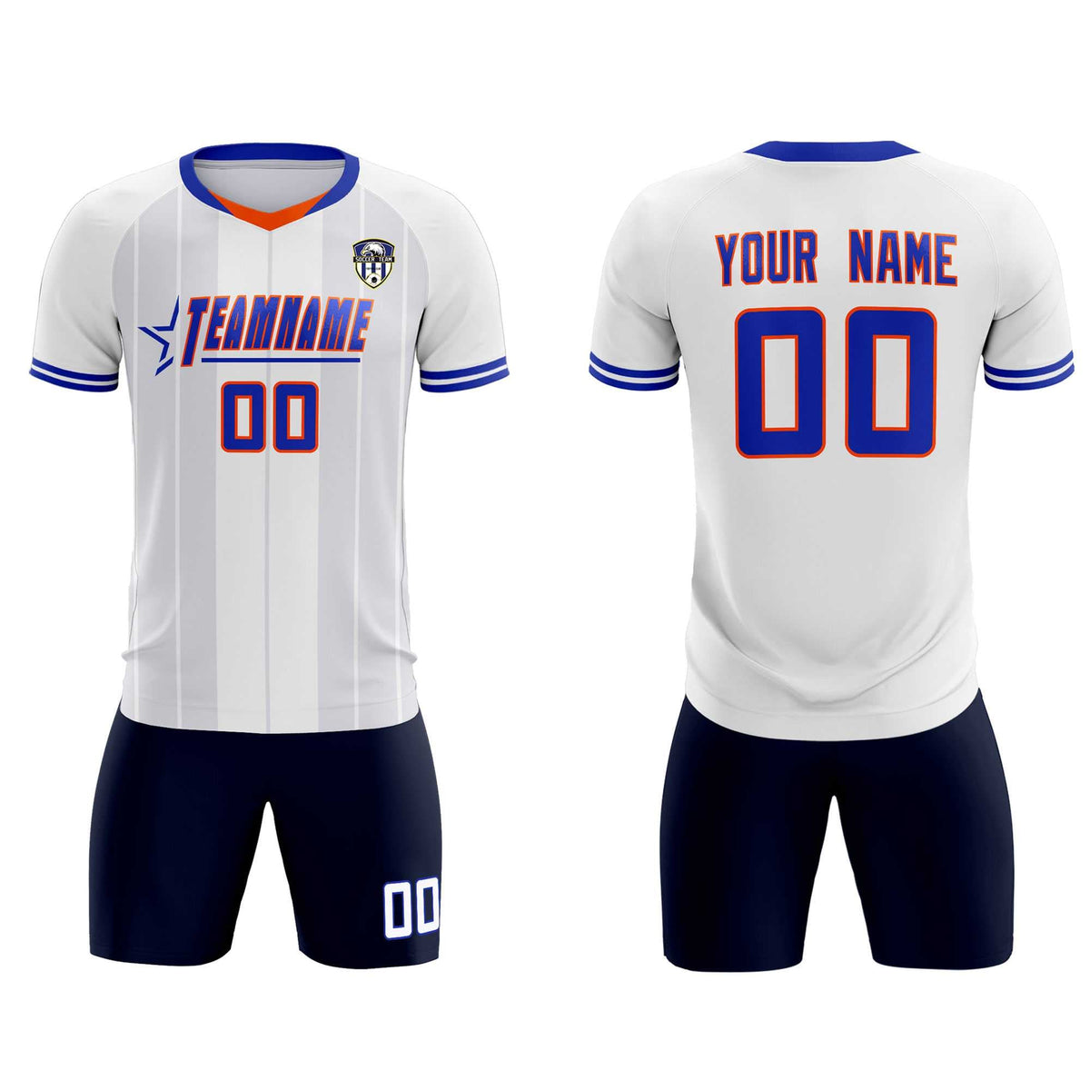Custom White Classic Striped Personalized Soccer Tops/Sets Jersey