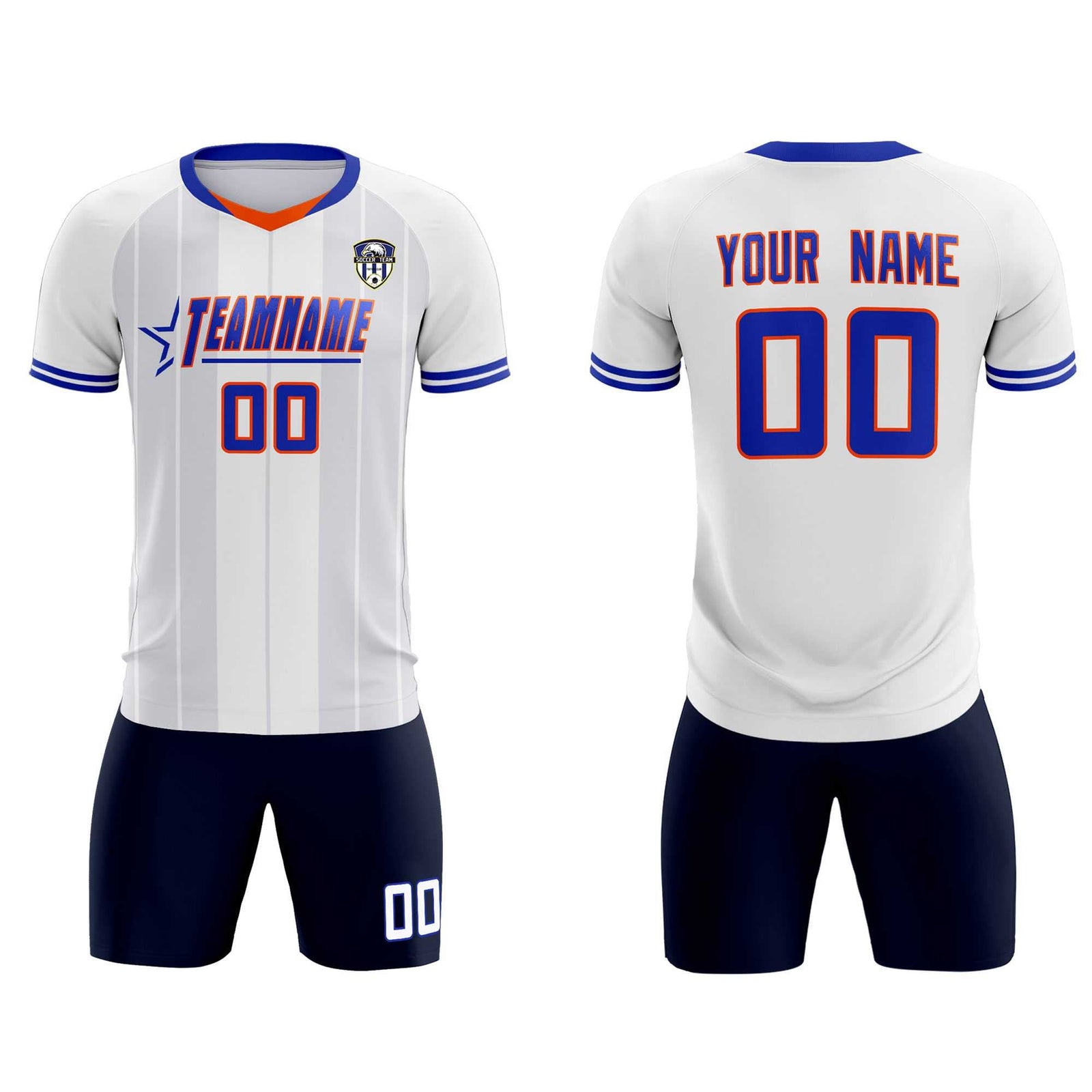 Custom White Classic Striped Personalized Soccer Tops/Sets Jersey