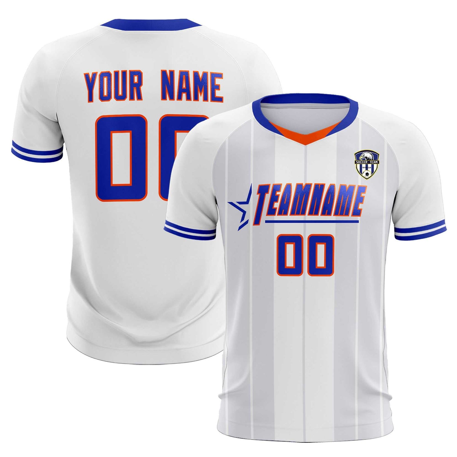 Custom White Classic Striped Personalized Soccer Tops/Sets Jersey