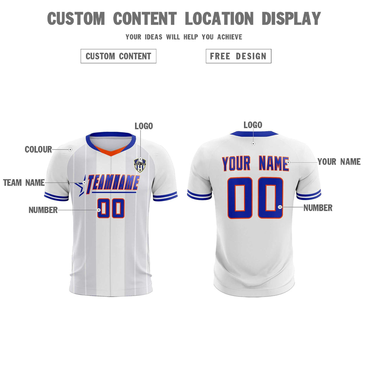 Custom White Classic Striped Personalized Soccer Tops/Sets Jersey