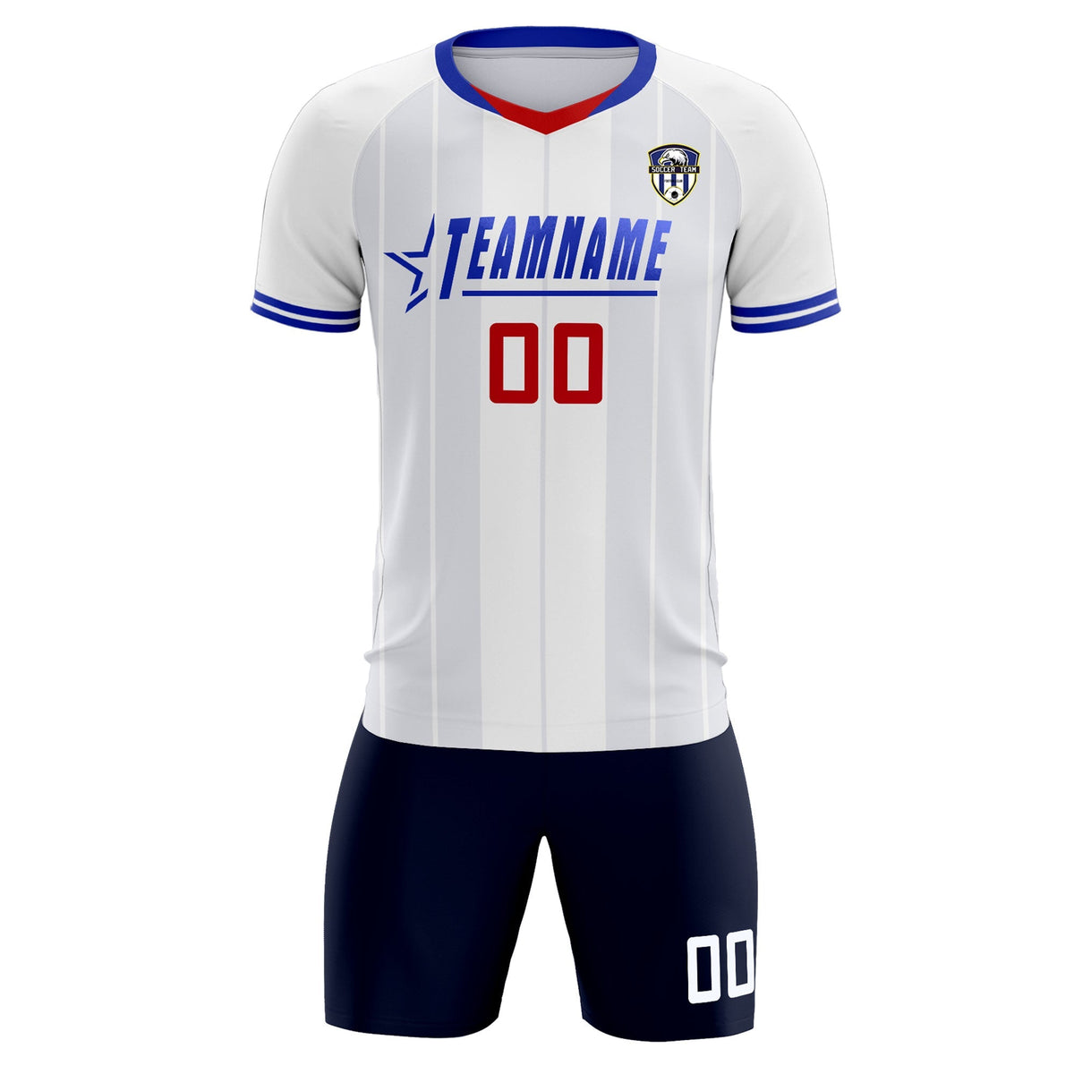 Custom White Classic Striped Personalized Soccer Tops/Sets Jersey