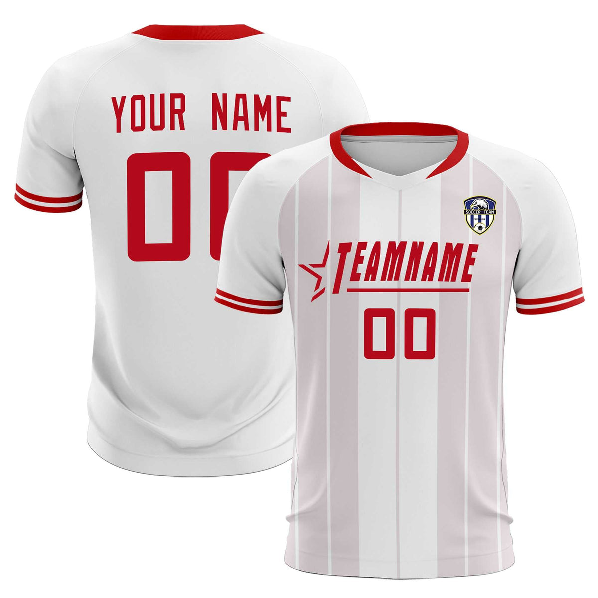 Custom White Classic Striped Personalized Soccer Tops/Sets Jersey