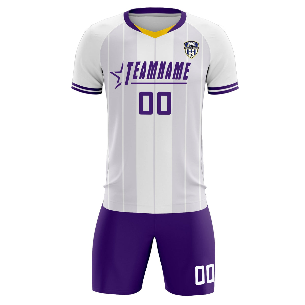 Custom White Classic Striped Personalized Soccer Tops/Sets Jersey