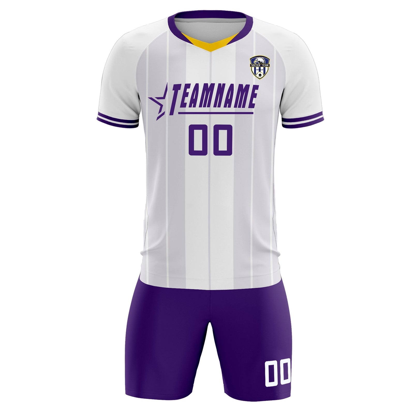 Custom White Classic Striped Personalized Soccer Tops/Sets Jersey